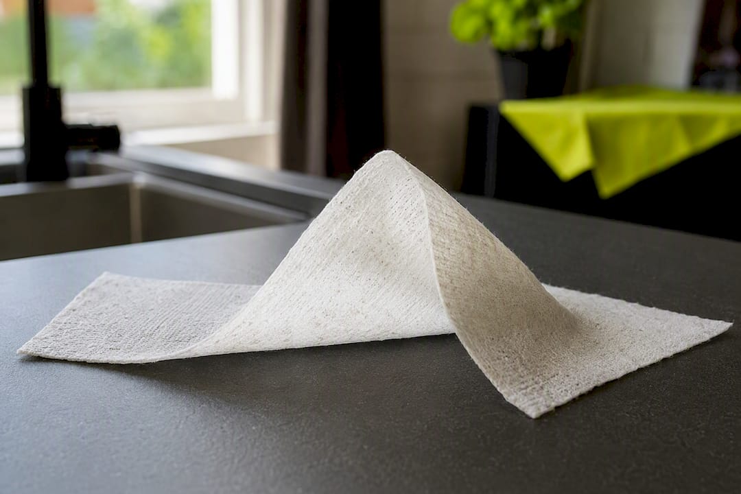 Close-up of compostable cleaning wipe material