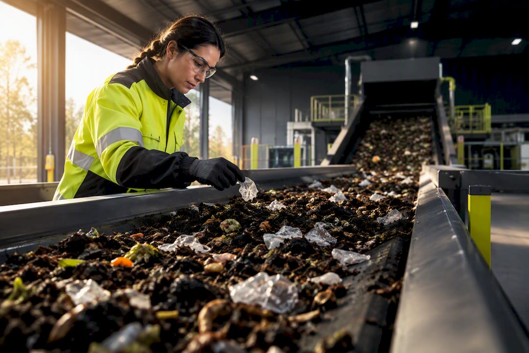 Industrial facility sorting compostable film