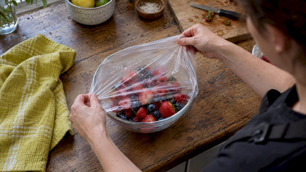 Compostable wrap covering fresh berries