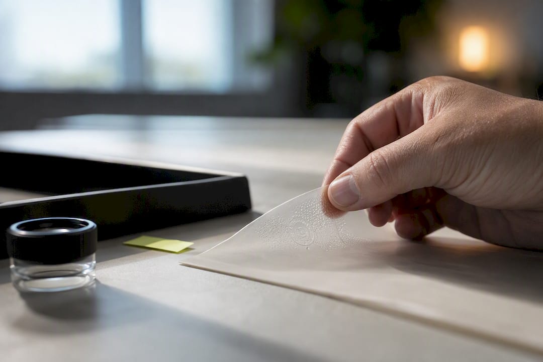 Buyer inspecting compostable certification mark