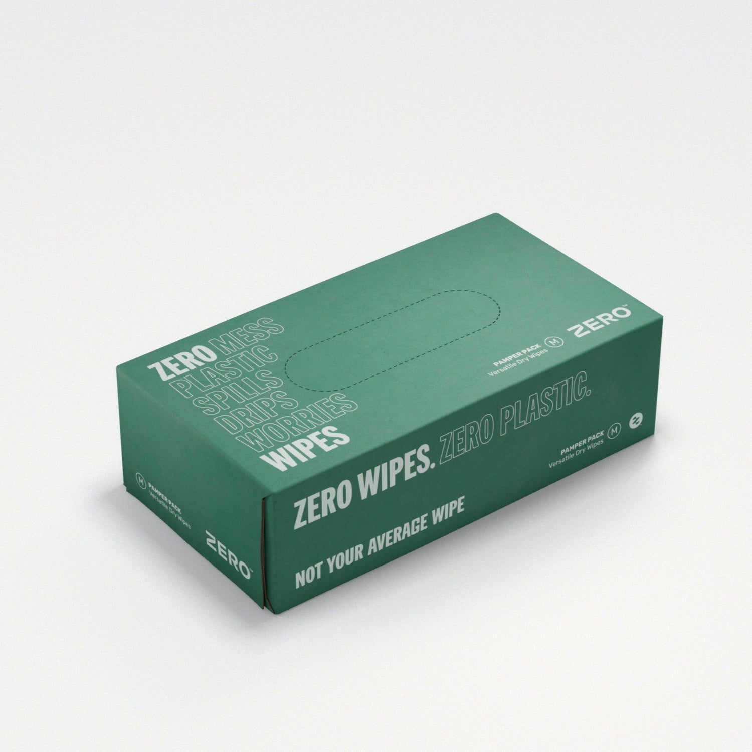 ZERO plastic free wipes pamper medium box green