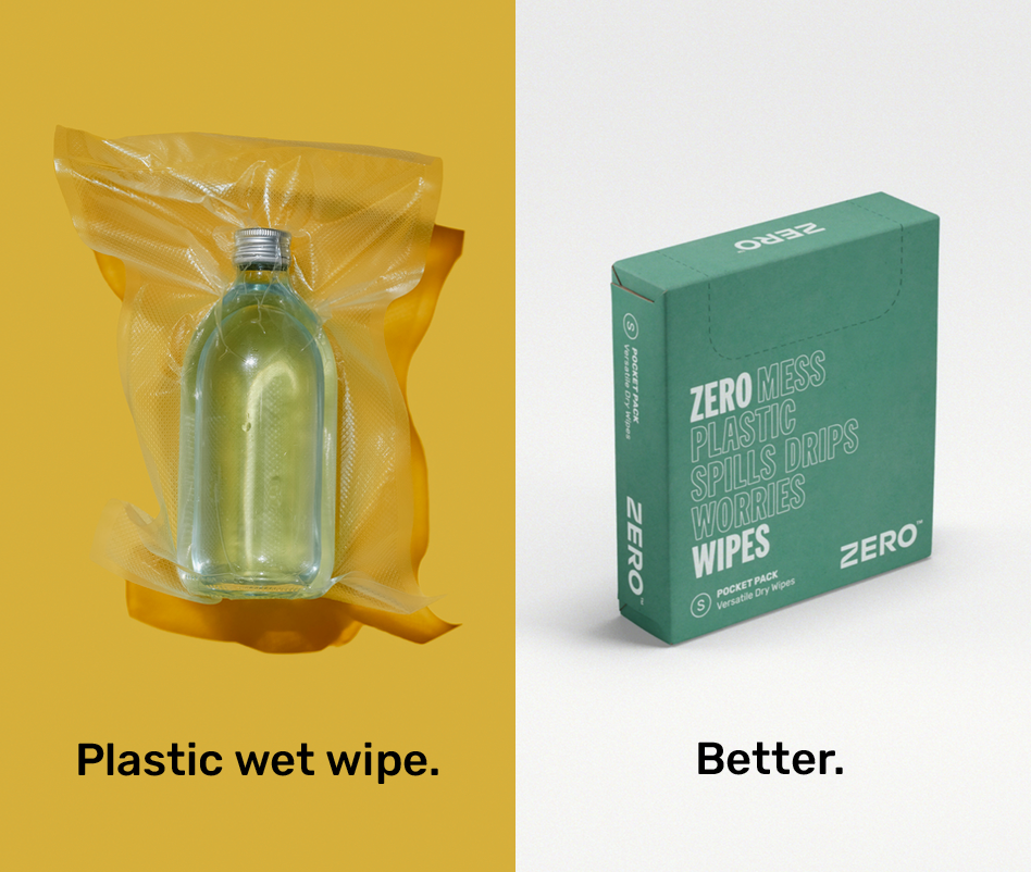 ZERO plastic free wipes no plastic wrap