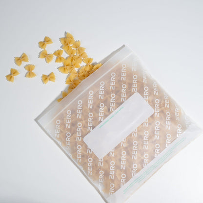 ZERO Plastic-Free Resealable Storage Bag with pasta